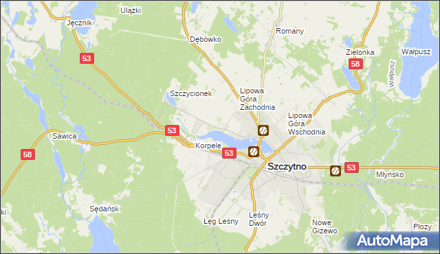 mapa Kamionek gmina Szczytno, Kamionek gmina Szczytno na mapie Targeo