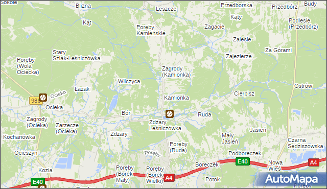 mapa Kamionka gmina Ostrów, Kamionka gmina Ostrów na mapie Targeo