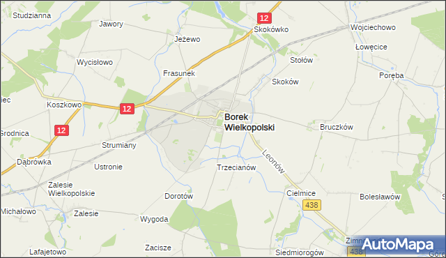 mapa Karolew gmina Borek Wielkopolski, Karolew gmina Borek Wielkopolski na mapie Targeo