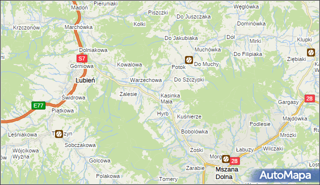 mapa Kasinka Mała, Kasinka Mała na mapie Targeo