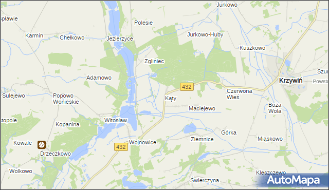 mapa Kąty gmina Osieczna, Kąty gmina Osieczna na mapie Targeo