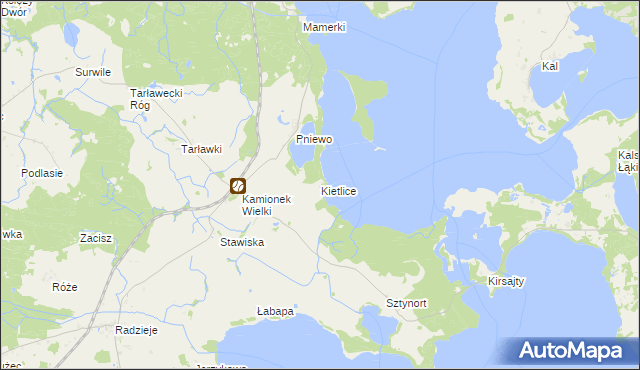mapa Kietlice gmina Węgorzewo, Kietlice gmina Węgorzewo na mapie Targeo