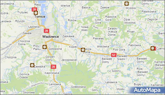 mapa Klecza Dolna, Klecza Dolna na mapie Targeo