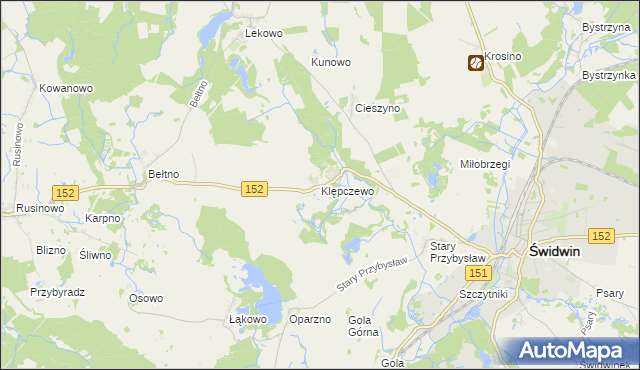 mapa Klępczewo, Klępczewo na mapie Targeo