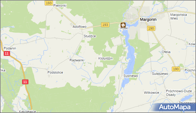 mapa Klotyldzin, Klotyldzin na mapie Targeo