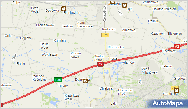 mapa Kłudno Stare, Kłudno Stare na mapie Targeo