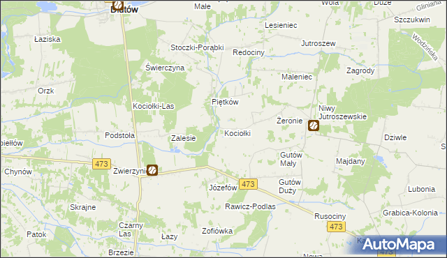 mapa Kociołki gmina Grabica, Kociołki gmina Grabica na mapie Targeo