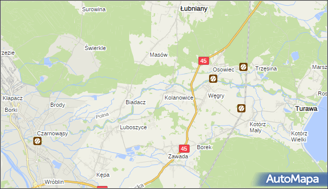 mapa Kolanowice, Kolanowice na mapie Targeo