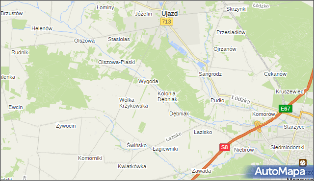 mapa Kolonia Dębniak, Kolonia Dębniak na mapie Targeo