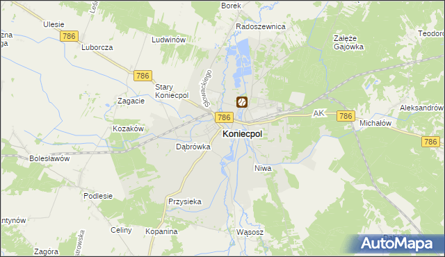 mapa Koniecpol, Koniecpol na mapie Targeo