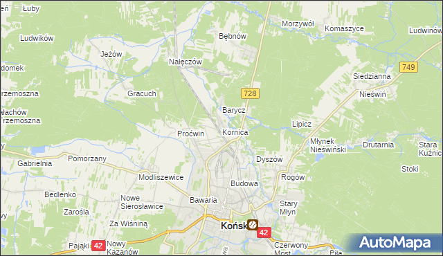 mapa Kornica, Kornica na mapie Targeo