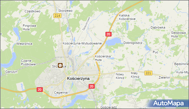 mapa Kościerska Huta, Kościerska Huta na mapie Targeo