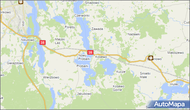 mapa Kosewo gmina Mrągowo, Kosewo gmina Mrągowo na mapie Targeo