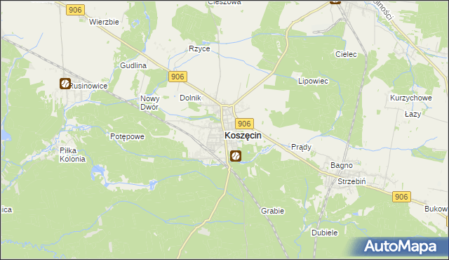 mapa Koszęcin powiat lubliniecki, Koszęcin powiat lubliniecki na mapie Targeo