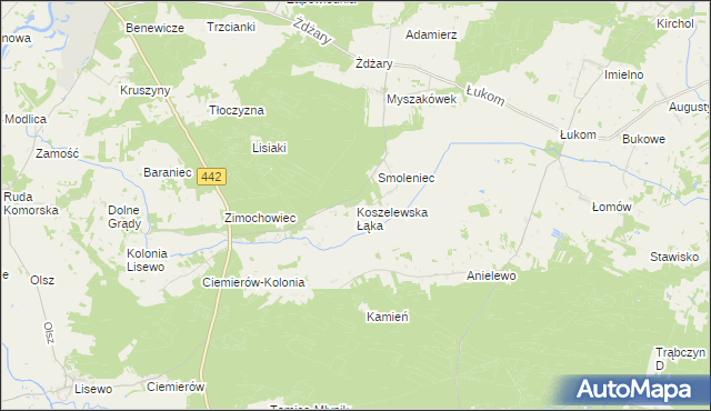 mapa Koszelewska Łąka, Koszelewska Łąka na mapie Targeo