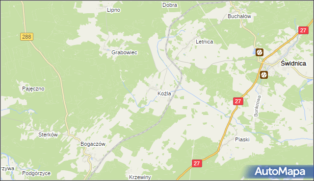 mapa Koźla, Koźla na mapie Targeo