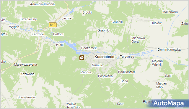 mapa Krasnobród, Krasnobród na mapie Targeo