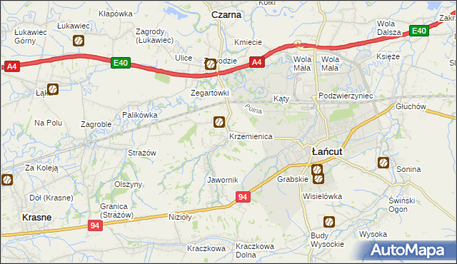 mapa Krzemienica gmina Czarna, Krzemienica gmina Czarna na mapie Targeo