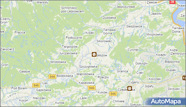 mapa Krzeszów gmina Stryszawa, Krzeszów gmina Stryszawa na mapie Targeo