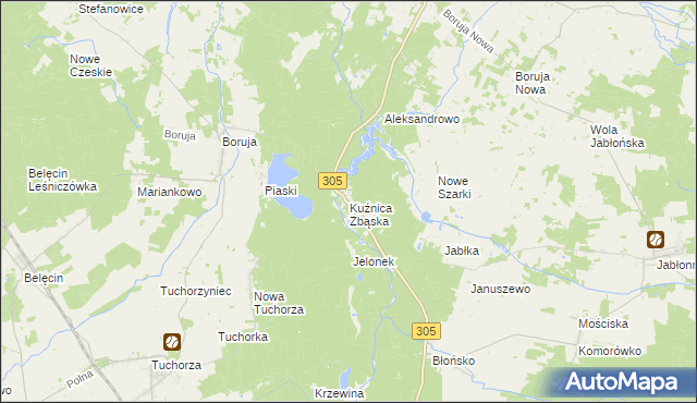 mapa Kuźnica Zbąska, Kuźnica Zbąska na mapie Targeo