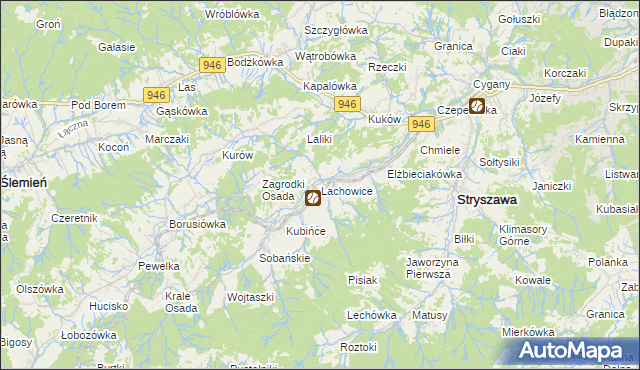 mapa Lachowice, Lachowice na mapie Targeo