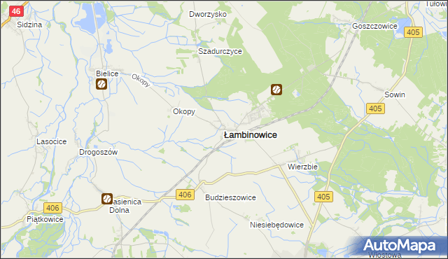 mapa Łambinowice, Łambinowice na mapie Targeo