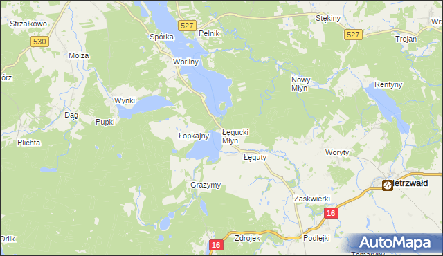 mapa Łęgucki Młyn, Łęgucki Młyn na mapie Targeo