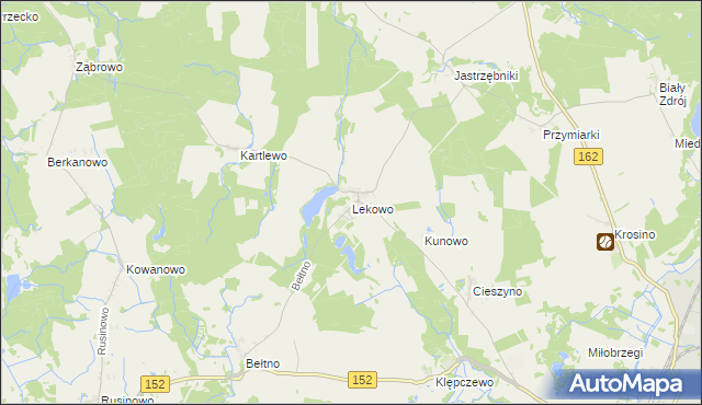 mapa Lekowo gmina Świdwin, Lekowo gmina Świdwin na mapie Targeo