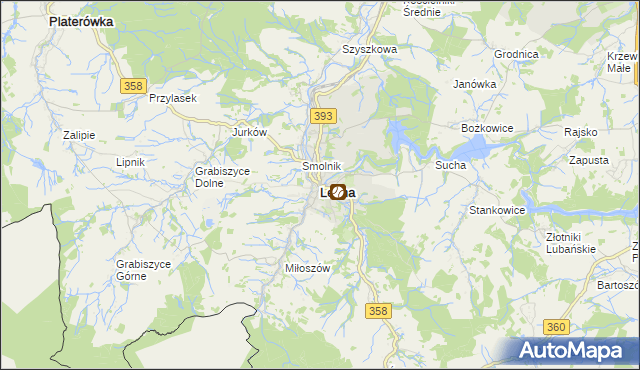 mapa Leśna powiat lubański, Leśna powiat lubański na mapie Targeo