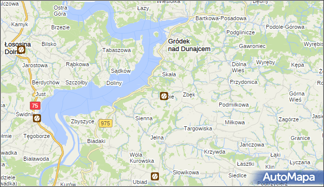 mapa Lipie gmina Gródek nad Dunajcem, Lipie gmina Gródek nad Dunajcem na mapie Targeo