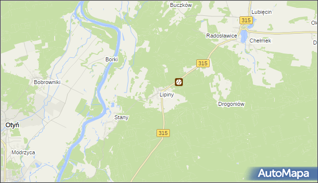 mapa Lipiny gmina Nowa Sól, Lipiny gmina Nowa Sól na mapie Targeo