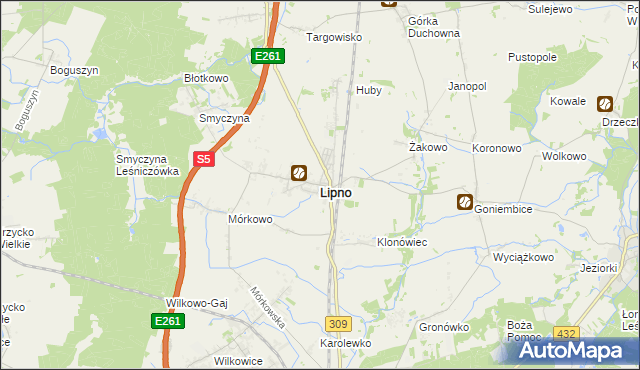 mapa Lipno powiat leszczyński, Lipno powiat leszczyński na mapie Targeo