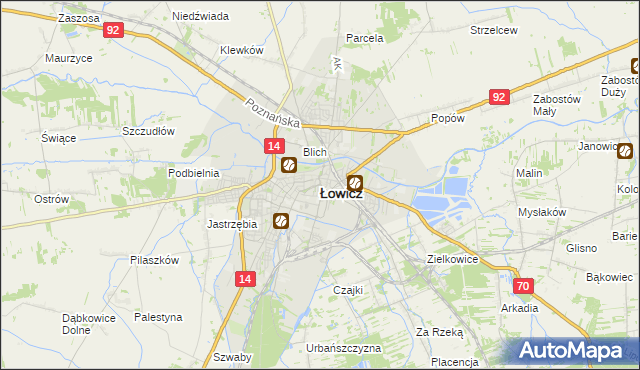 mapa Łowicza, Łowicz na mapie Targeo