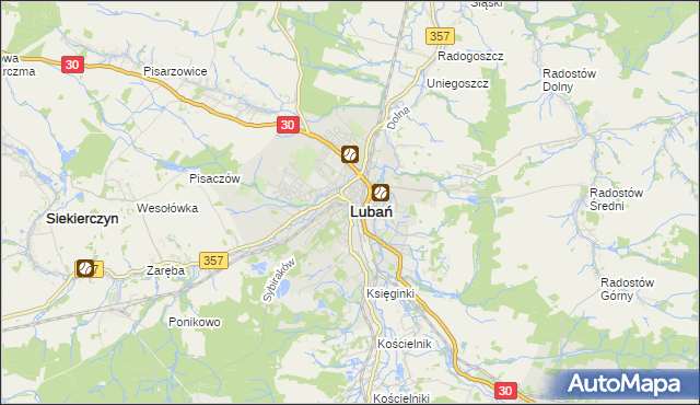 mapa Lubań, Lubań na mapie Targeo