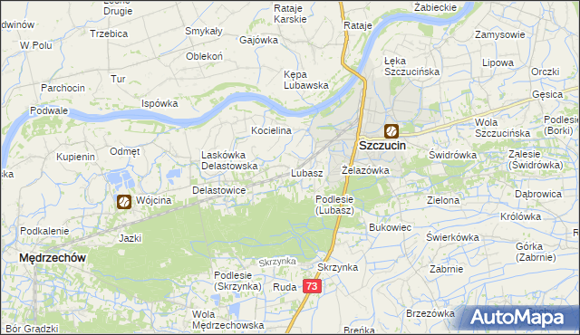 mapa Lubasz gmina Szczucin, Lubasz gmina Szczucin na mapie Targeo