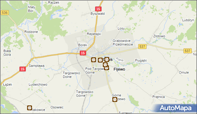 mapa Lubawa, Lubawa na mapie Targeo