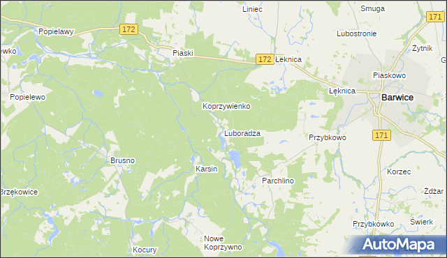 mapa Luboradza, Luboradza na mapie Targeo