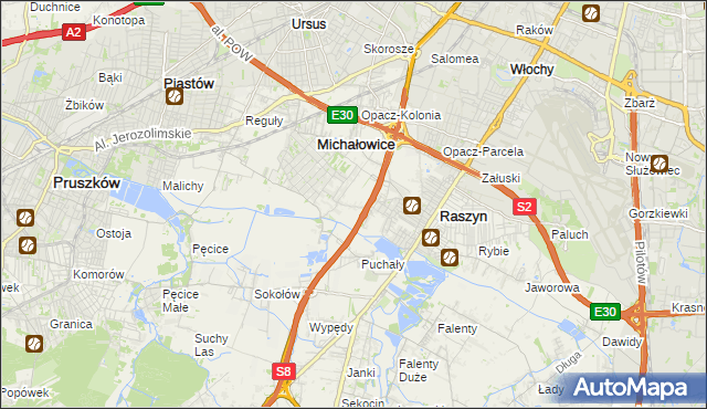 mapa Michałowice-Wieś, Michałowice-Wieś na mapie Targeo