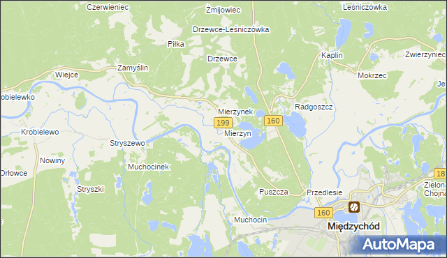 mapa Mierzyn gmina Międzychód, Mierzyn gmina Międzychód na mapie Targeo