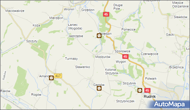 mapa Modzurów, Modzurów na mapie Targeo