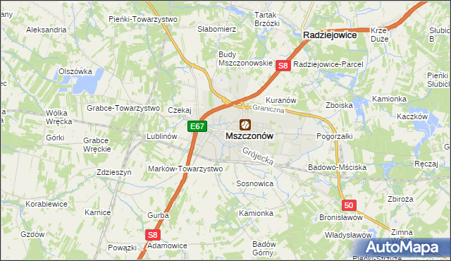 mapa Mszczonów, Mszczonów na mapie Targeo