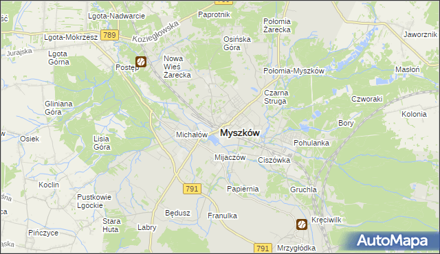 mapa Myszków, Myszków na mapie Targeo