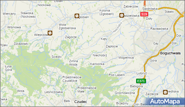 mapa Niechobrz, Niechobrz na mapie Targeo