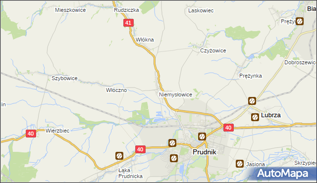 mapa Niemysłowice, Niemysłowice na mapie Targeo