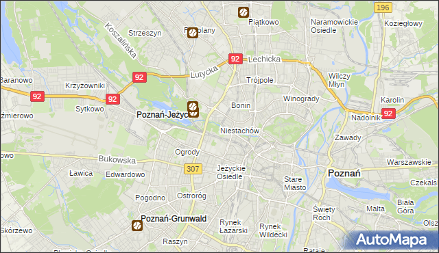 mapa Niestachów gmina Poznań, Niestachów gmina Poznań na mapie Targeo