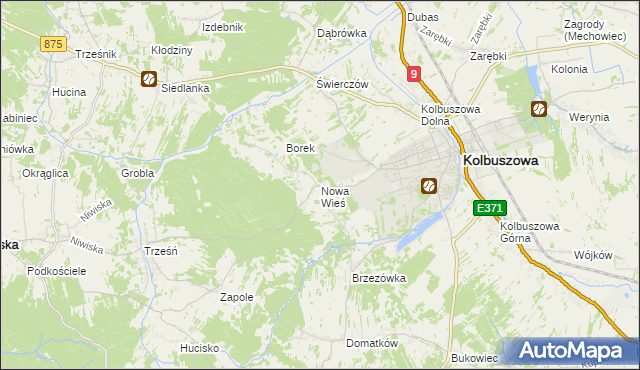 mapa Nowa Wieś gmina Kolbuszowa, Nowa Wieś gmina Kolbuszowa na mapie Targeo