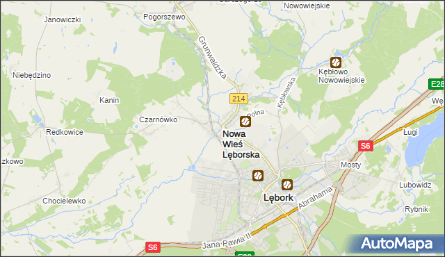 mapa Nowa Wieś Lęborska, Nowa Wieś Lęborska na mapie Targeo