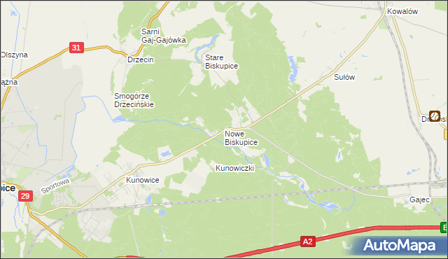 mapa Nowe Biskupice gmina Słubice, Nowe Biskupice gmina Słubice na mapie Targeo