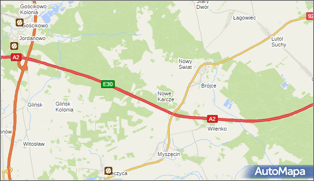 mapa Nowe Karcze, Nowe Karcze na mapie Targeo