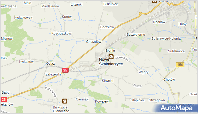 mapa Nowe Skalmierzyce, Nowe Skalmierzyce na mapie Targeo
